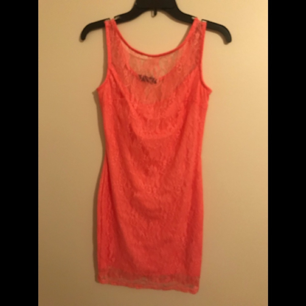 Coral lace dress